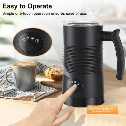 Portable 400W Electric Milk Frother with Adjustable Temperature and Multiple Foam Settings