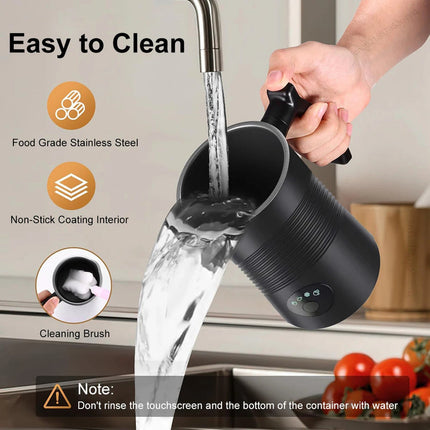 Portable 400W Electric Milk Frother with Adjustable Temperature and Multiple Foam Settings
