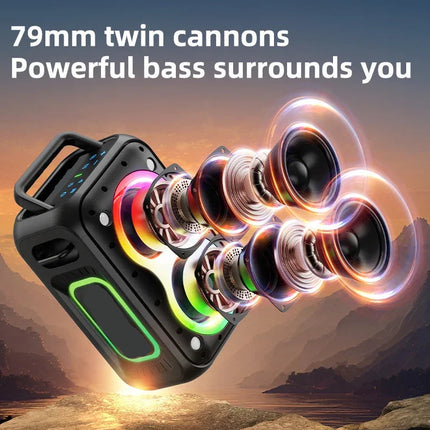 Portable Bluetooth Speaker with 8000mAh Battery, TF Card, USB & AUX Playback, Colorful LED Lights