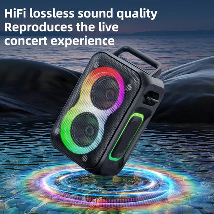 Portable Bluetooth Speaker with 8000mAh Battery, TF Card, USB & AUX Playback, Colorful LED Lights