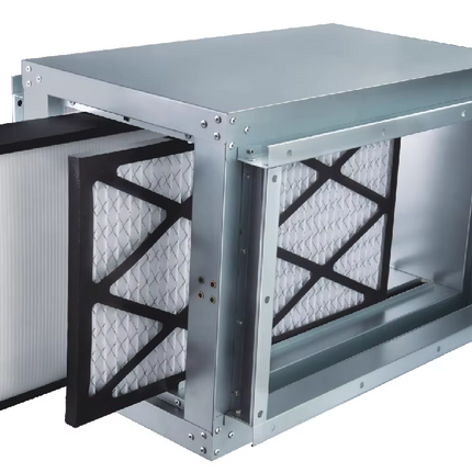 Industrial HEPA Air Purifier Box – High Airflow 2500m³/h, PM2.5 Filtration, Silver