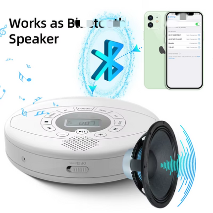 Portable CD Player with USB/MP3 Playback, Rechargeable Battery & Built-in Speaker