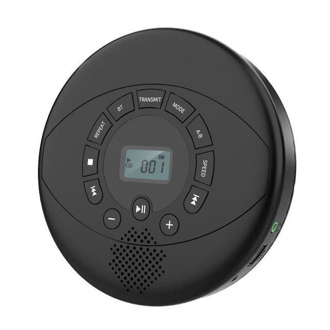 Rechargeable Portable CD Player with Bluetooth 5.0, USB & AUX – Black