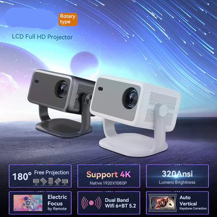 Smart Android 14 Home Projector with Full HD Output, Auto Calibration & Flexible Mounting