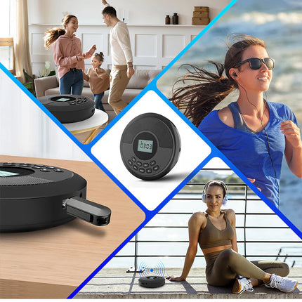 Rechargeable Bluetooth CD Music Player with USB MP3 Support & Built-in Speakers