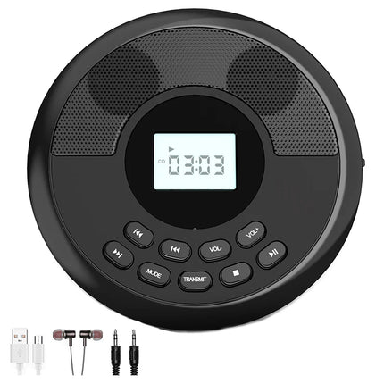 Rechargeable Bluetooth CD Music Player with USB MP3 Support & Built-in Speakers