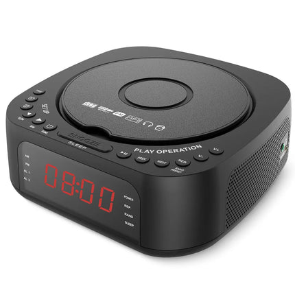 Wireless Charging CD Alarm Clock with Bluetooth, USB & FM – Dual Speaker Audio System