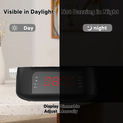 Wireless Charging CD Alarm Clock with Bluetooth, USB & FM – Dual Speaker Audio System