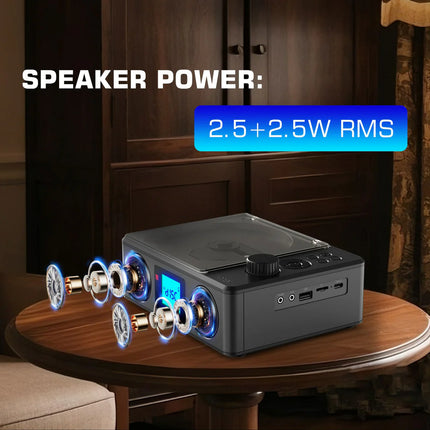 Portable Rechargeable CD Music System with Bluetooth, FM Tuner & Wireless Remote – Black