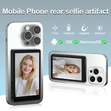 Wireless Magnetic Phone Viewfinder Display – HD Front Camera Preview for Creators