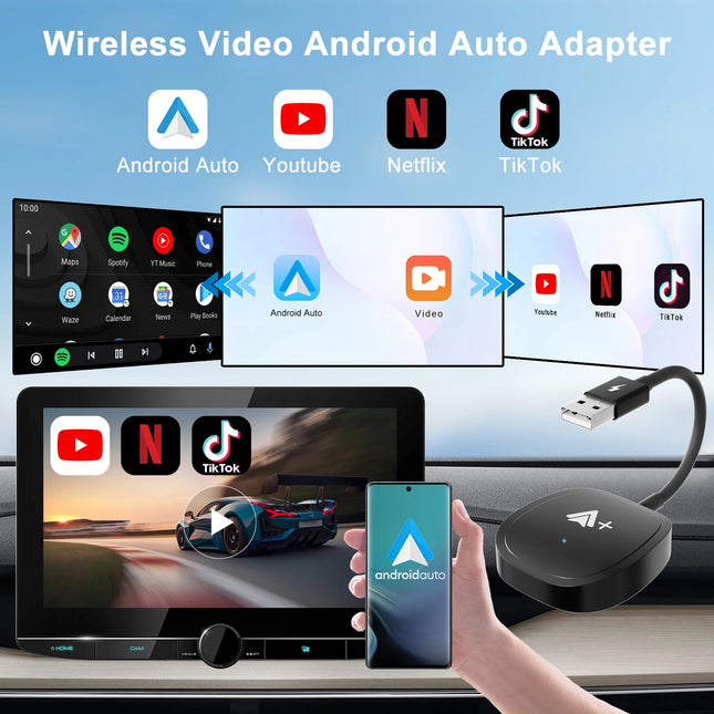 Smart Wireless CarPlay Media Adapter with Video Apps and Auto Screen Rotation