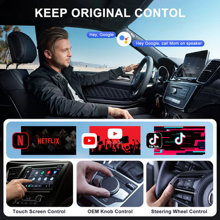 Smart Wireless CarPlay Media Adapter with Video Apps and Auto Screen Rotation