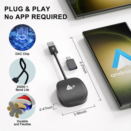 Smart Wireless CarPlay Media Adapter with Video Apps and Auto Screen Rotation
