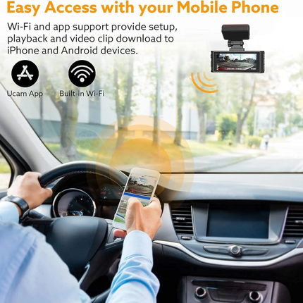 Triple Lens 4K Car Dash Camera – Front, Rear & Interior Recording with WiFi Black