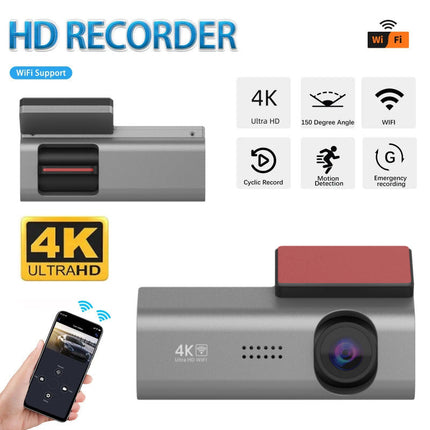 Compact 4K Screenless Dash Camera with WiFi App Control
