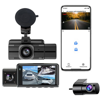 Portable 4K Front and Rear Dash Camera with WiFi and 3.0" IPS Display – Black