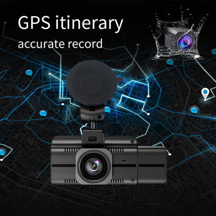 Portable 4K Front and Rear Dash Camera with WiFi and 3.0" IPS Display – Black