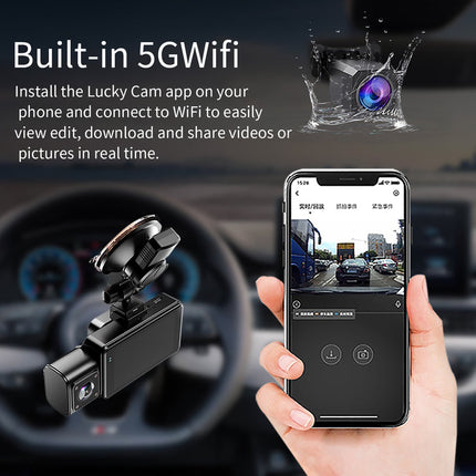 Portable 4K Front and Rear Dash Camera with WiFi and 3.0" IPS Display – Black