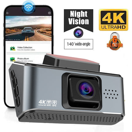 4K Front & Full HD Rear Dual Dash Camera with WiFi – Black