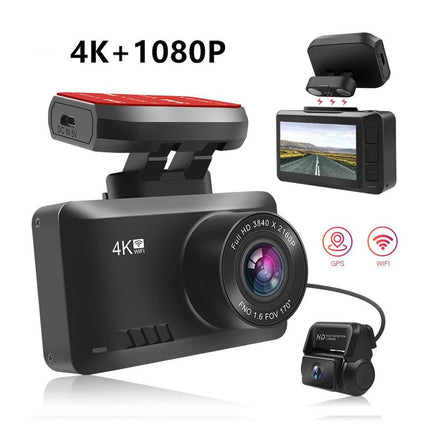 Dual Lens Dash Cam – 4K Front & 1080P Rear, WiFi Portable, Type-C, 2.45” IPS Screen