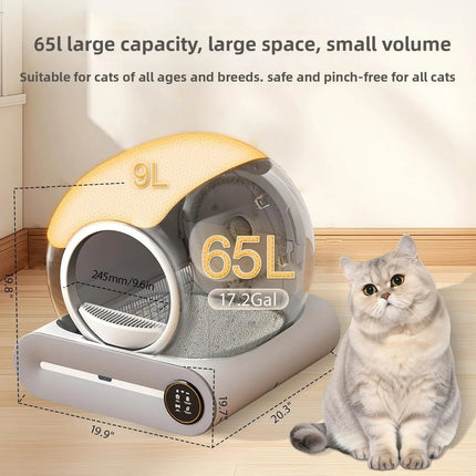 Automatic Self-Cleaning Cat Litter Box – Large Waste Bin, Odour Control, Low Power DC Operation