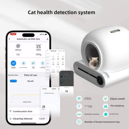Automatic Self-Cleaning Cat Litter Box – Large Waste Bin, Odour Control, Low Power DC Operation