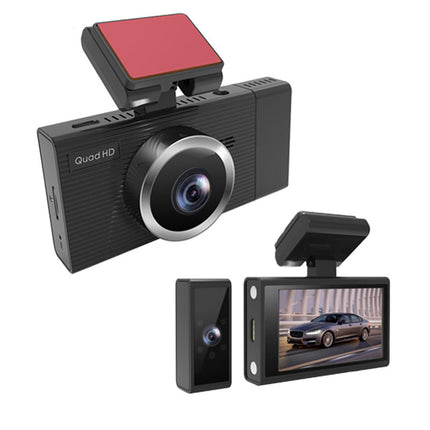 Triple Lens Dash Camera with 2K Front Recording Dual 1080P Rear Views Wi-Fi Black