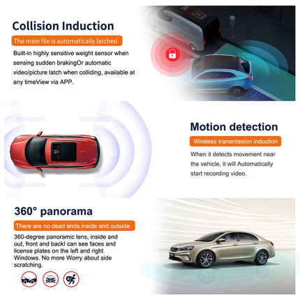 Triple Lens Dash Camera with 2K Front Recording Dual 1080P Rear Views Wi-Fi Black