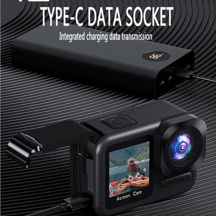 Waterproof 5K Action Camera with Dual Screens 4K60 Video & iSmart App Black