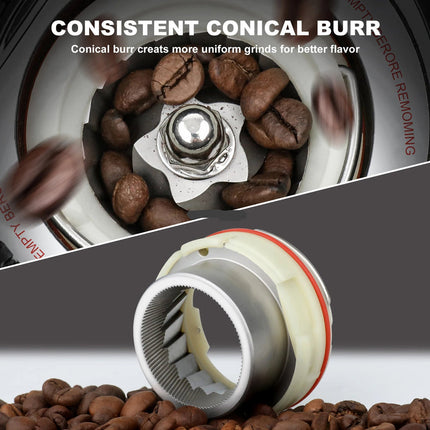 Stainless Steel Coffee Grinder with Adjustable Grinding and Precise Control