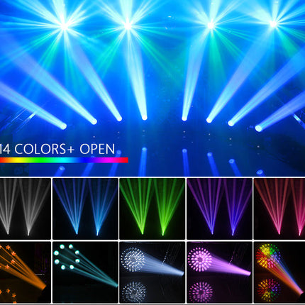 16-Channel DMX RGB LED Moving Head Stage Light with Prism, Gobos, and Strobe Effects
