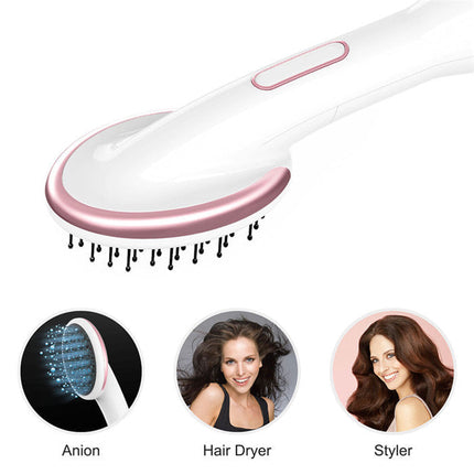 3-in-1 Hot Air Hair Dryer & Straightening Brush with Negative Ion Technology, 3 Speed Settings