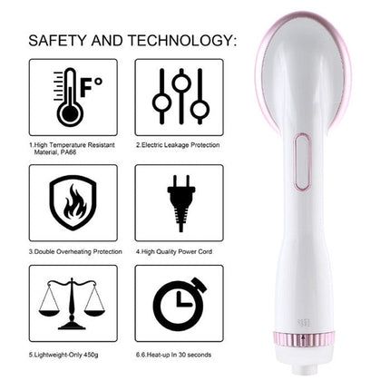3-in-1 Hot Air Hair Dryer & Straightening Brush with Negative Ion Technology, 3 Speed Settings