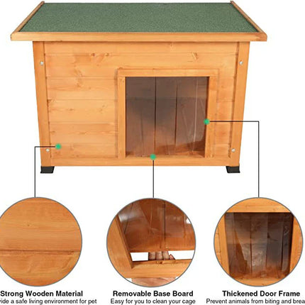Outdoor Wooden Pet Shelter with Rustic Cabin Design and Weather Protection