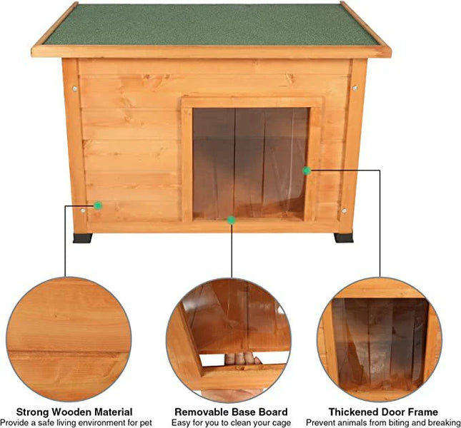 Outdoor Wooden Pet Shelter with Rustic Cabin Design and Weather Protection