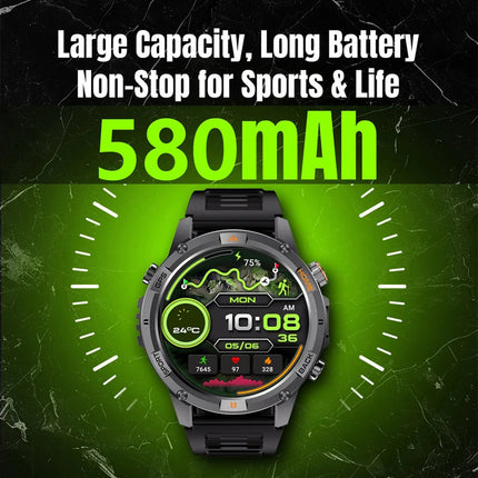 Rechargeable Waterproof Smart Watch 1.46" Screen 580mAh Battery 22mm Strap