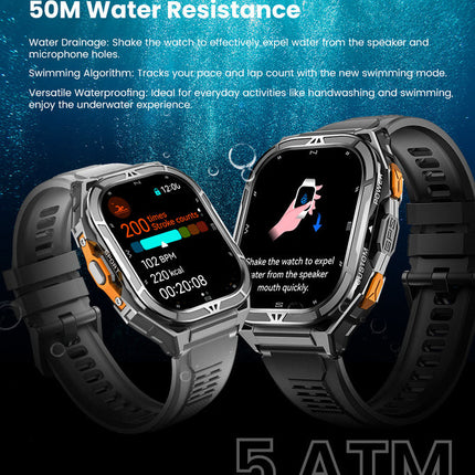 1.96 Inch Touch Screen Smart Watch with 5ATM Waterproof Rating, Fitness Tracking and App Support