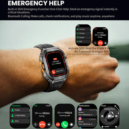 1.96 Inch Touch Screen Smart Watch with 5ATM Waterproof Rating, Fitness Tracking and App Support