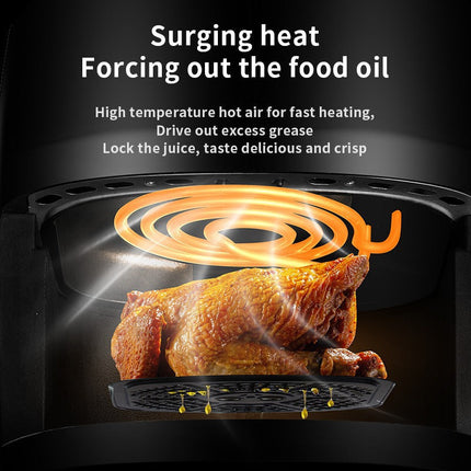 Large Capacity Digital Air Fryer Glass Body 8L 1350W Fast Even Cooking Black