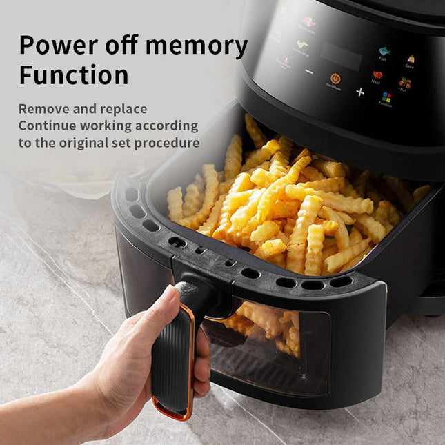 Large Capacity Digital Air Fryer Glass Body 8L 1350W Fast Even Cooking Black