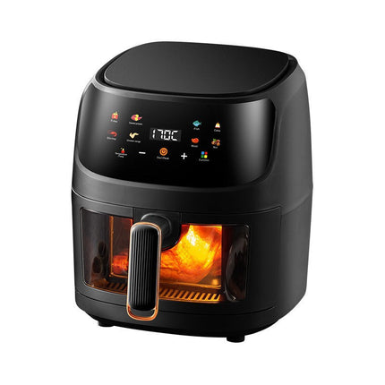 Large Capacity Digital Air Fryer Glass Body 8L 1350W Fast Even Cooking Black