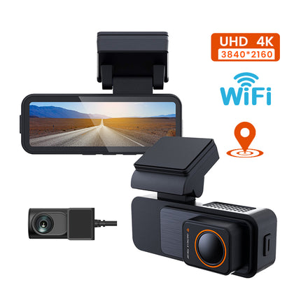 4K Front & 1080P Rear Dual Dash Cam with Night Vision, Loop Recording & Motion Detection