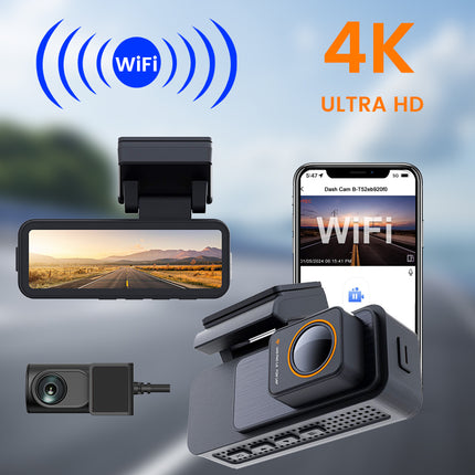 4K Front & 1080P Rear Dual Dash Cam with Night Vision, Loop Recording & Motion Detection
