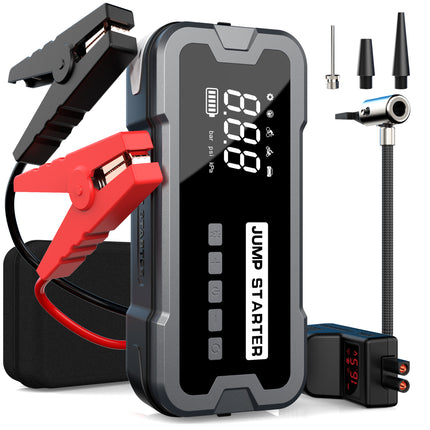 Compact 4-in-1 Car Jump Starter & Air Compressor with LED and Digital Display