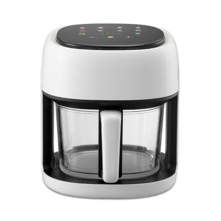 1350W Family-Size 5L Air Fryer – Rapid Air Technology with Transparent Glass Cooking Basket, White