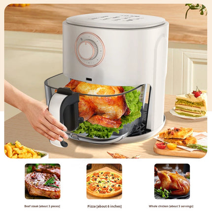 Compact 3L Manual Air Fryer with Dial Control – Space-Saving Design & 1300W Quick Cooking