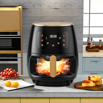 6-Litre Smart Digital Air Fryer with Viewing Window, Touch Panel & Fast Airflow Cooking – Black