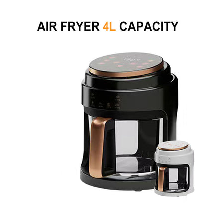 Black 4L Compact Air Fryer with Viewing Window & 1400W Rapid Air Technology for Quick Countertop Cooking