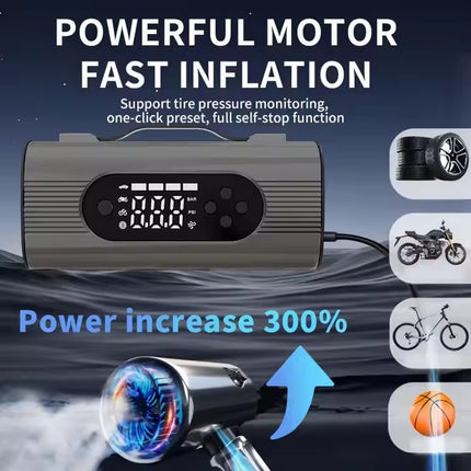 12000mAh 8-in-1 Car Emergency Jump Starter & Power Bank with 600A/1000A Boost and Tire Inflator