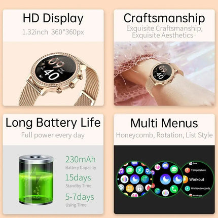 IP67 Waterproof Smart Watch with 1.32-Inch Touchscreen and Long-Lasting Battery